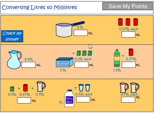 Convert litres to millilitres - includes decimals tutorial
