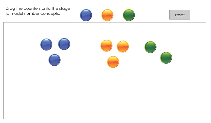 Counters for demonstrating concepts (counting, adding, subtracting etc)
