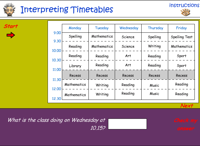Interpreting timetables