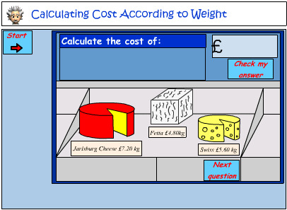 Calculating cost according to weight