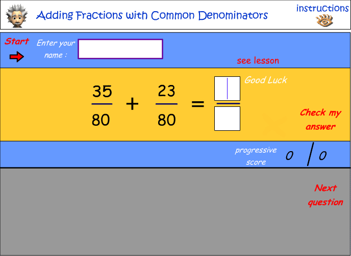 Adding fraction with common denominators