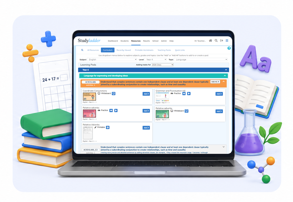Studyladder full content library, available with a Tutor subscription
